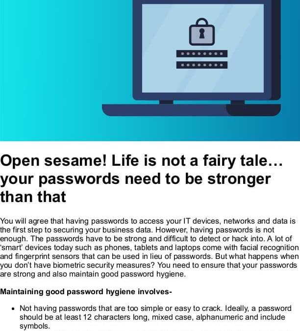 Open sesame! Life is not a fairy tale…your passwords need